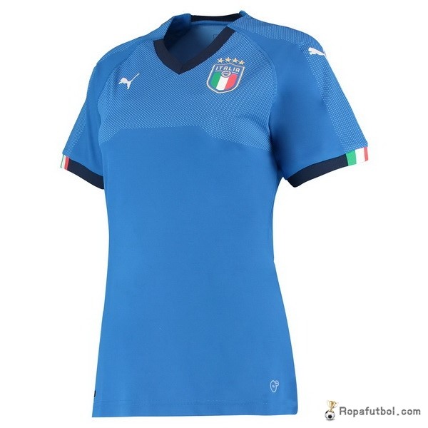 Camiseta Italia Replica Primera Ropa Mujer 2018 Azul